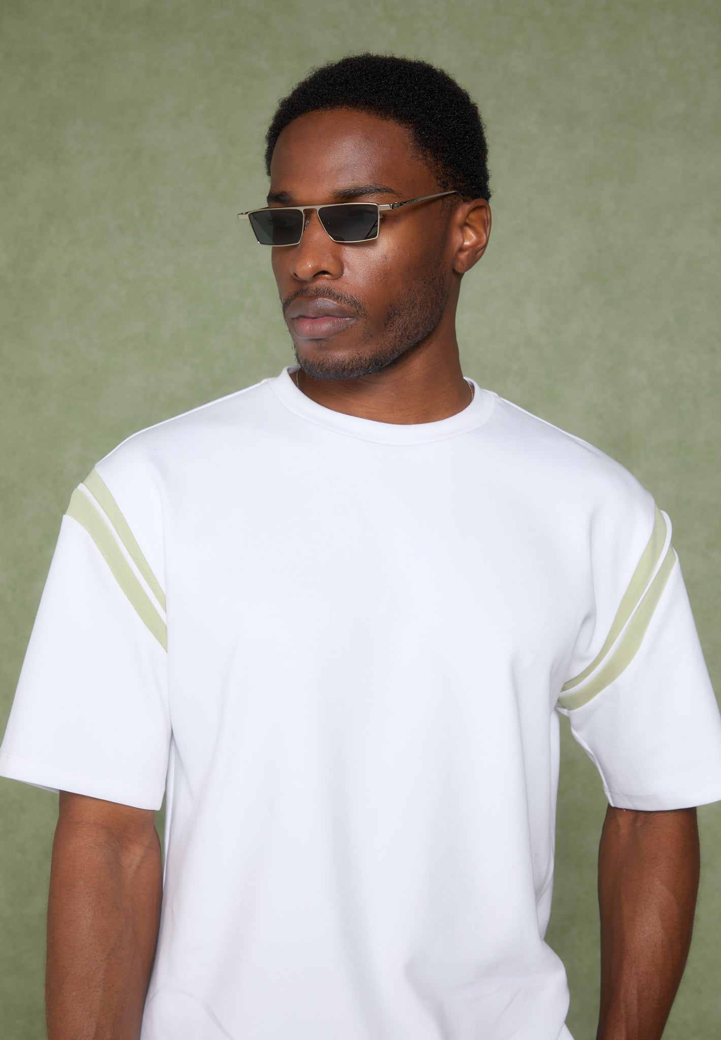 Varsity T-Shirt - Off White/Sage