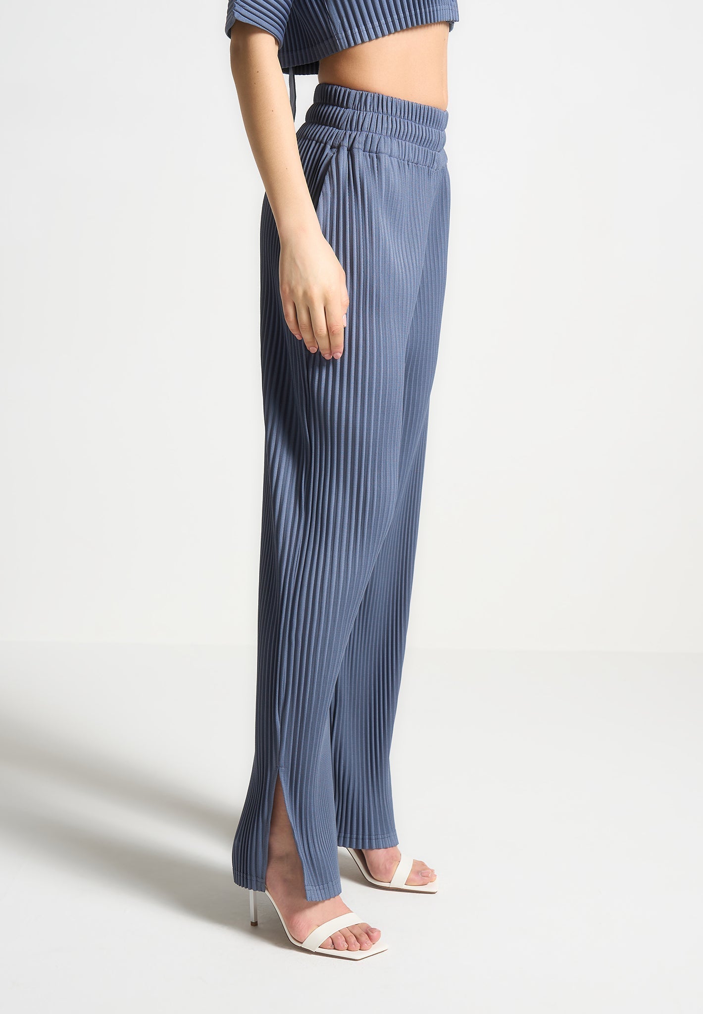 Pleated Trousers - Steel Blue