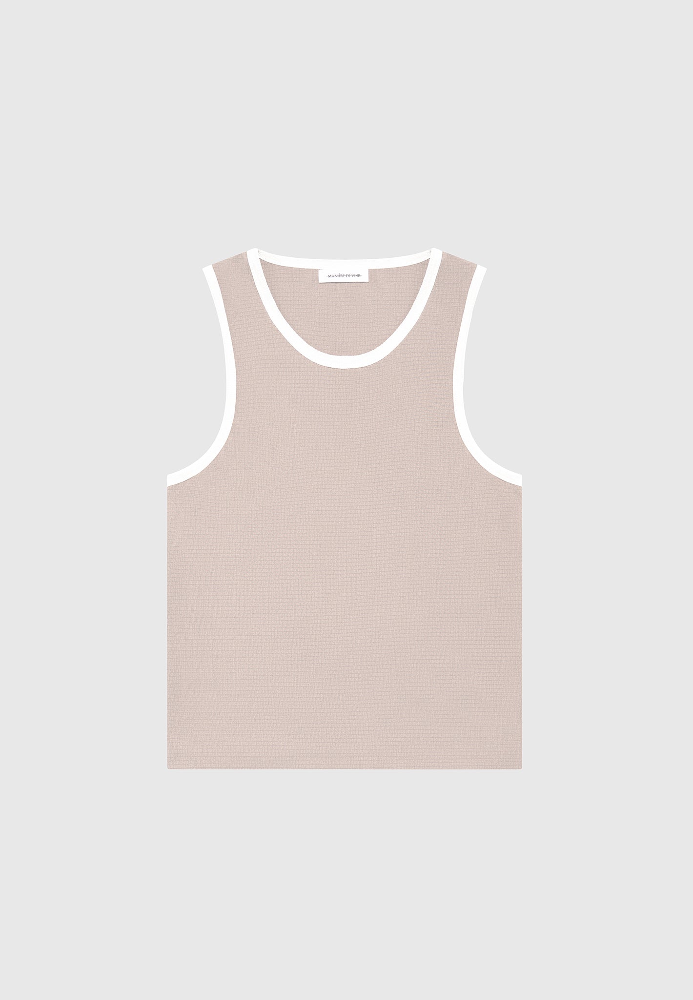 Seersucker Vest - Beige/White