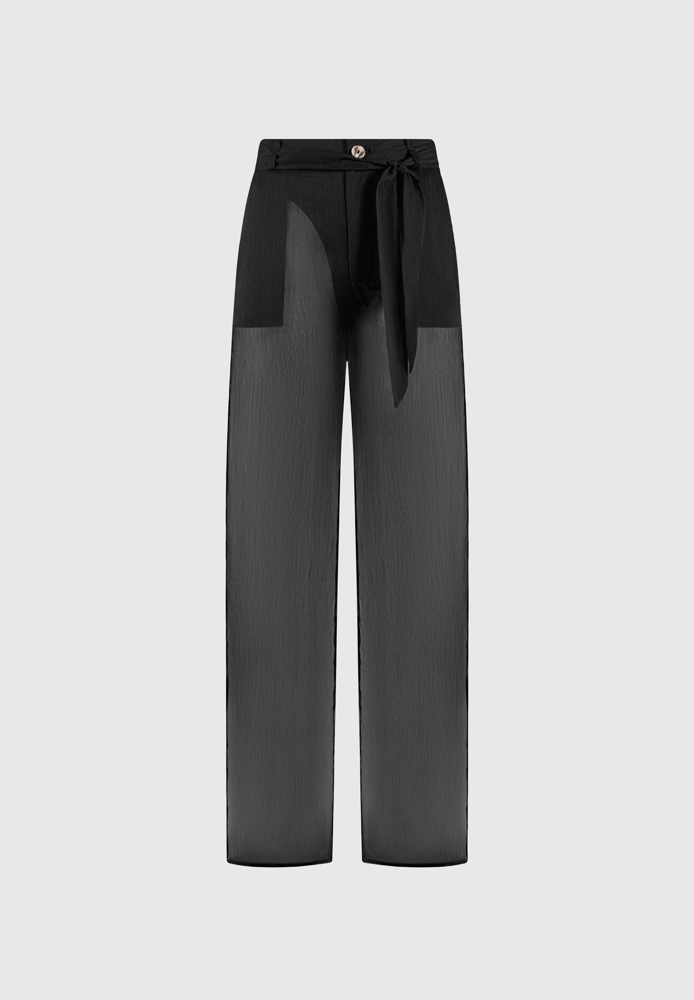 Sheer Belted Trousers - Black