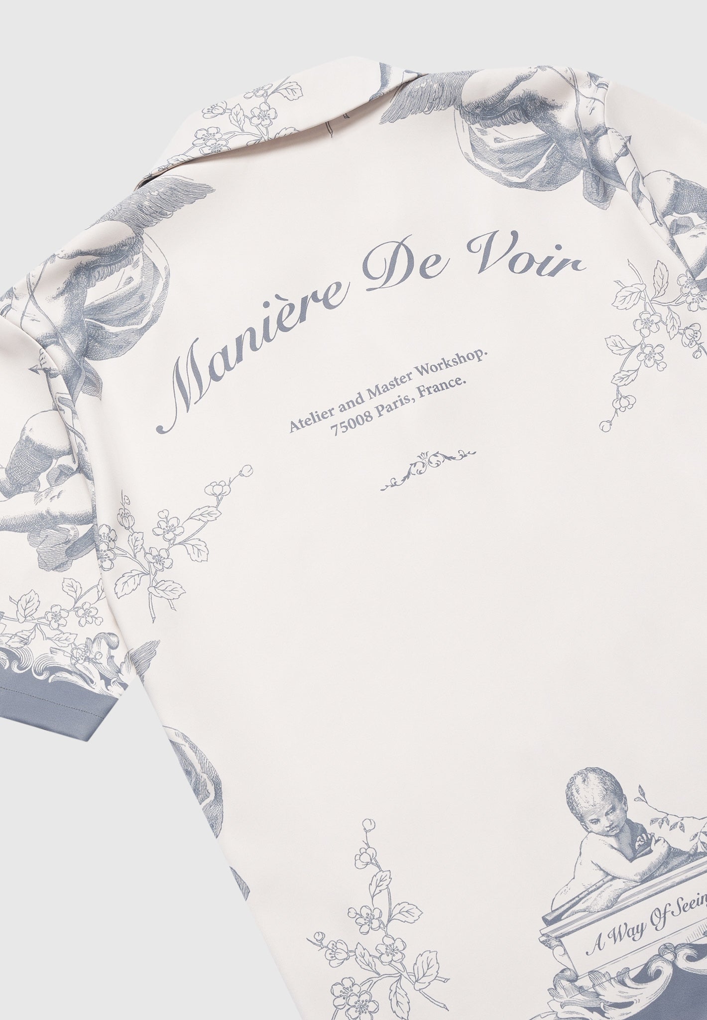 Signature Baroque Resort Shirt - Cream/Grey